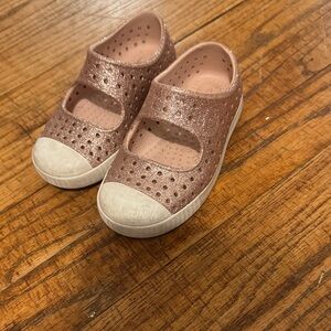 Native Glittery Pink Kids Sneakers